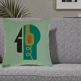 Perna Personalizata Retro Casti Muzicale, 40x40 cm, Verde, Husa Detasabila, Perna Inclusa, BEKZ®
