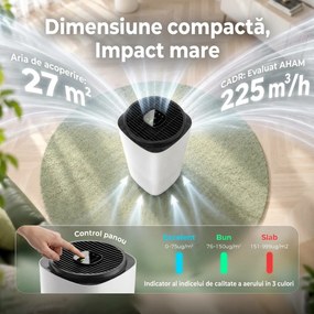 HOMCOM Purificator de Aer Smart cu Aplicație, WiFi, pentru 27 m², Filtru HEPA, CADR 225 m³/h, 28 dB | Aosom Romania