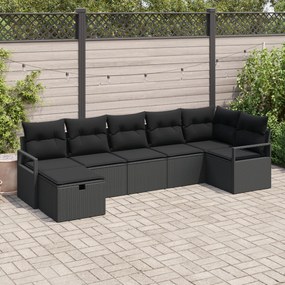 Set canapea grădină vidaXL cu perne negru Ratan Poly