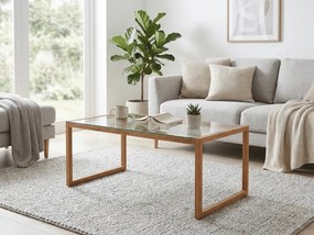 Masuta de cafea NATURELE cu blat de sticla 90x50 cm, maro