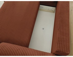 Colțar cărămiziu extensibil cu tapițerie din catifea reiată (cu colț pe partea stângă ) Lucien – Bobochic Paris