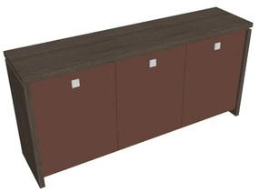 Dulap mic Verno 188 x 46 x 90 cm, uși de sticlă, stejar antracit / maro