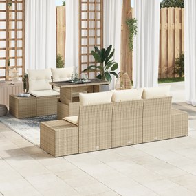 vidaXL Set de canapea pentru grădină, 6 piese, cu perne, bej, din ratan sintetic