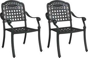 vidaXL Scaun pentru Grădină 2 pcs Negru 55 x 56,5 x 91cm Aluminiu