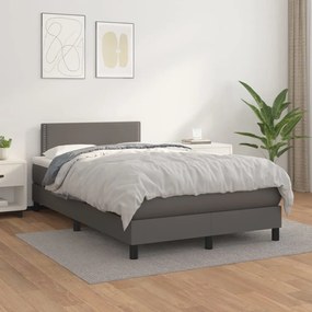 3141057 vidaXL Pat box spring cu saltea, gri, 120x200 cm, piele ecologică