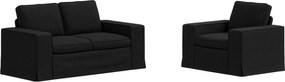 vidaXL Set de canapea 2 pcs Negru 182 x 80 x 82 cm țesătură