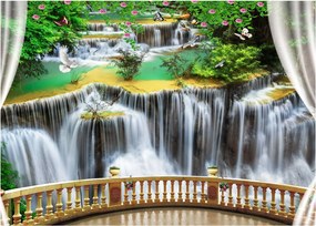 Tablou pe sticlă - Privire la cascade magice (70x50 cm)