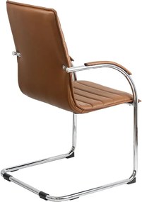 Scaun pentru așteptare maro OFF 835 din piele ecologică și cadru metalic cromat cu brațe