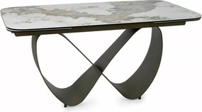 Masa extensibilă Infinity Ceramic alb lucios/cupru L160-240xl95 cm
