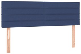 Pat continental cu saltea, albastru, 140x200cm, material textil Albastru, 140 x 200 cm, Benzi orizontale