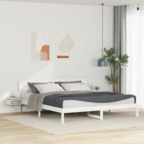 vidaXL Cadru de pat cu headboard Alb Lemn masiv de pin