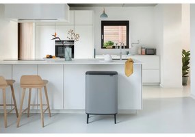 Cos de gunoi Brabantia Bo Touch Hi 1001266, 2x30 L, Perfect langa perete, Reglare picioare, Acoperit cu minerale, Gri