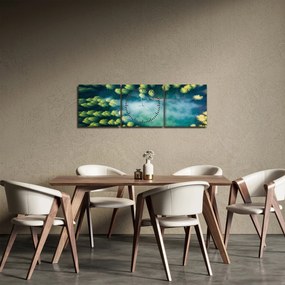 Tablou - O pădure învăluită în ceață (cu ceas) (90x30 cm)