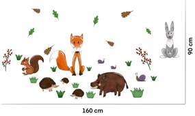 Autocolant de perete „Animale din pădure 2” 160x90cm