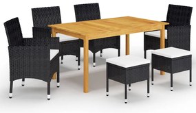 vidaXL Set mobilier de grădină, 7 piese, negru