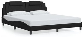 3214036 vidaXL Cadru de pat cu lumini LED, negru, 180x200 cm, piele ecologică