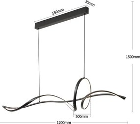 Brilagi - Lustru LED dimabil suspendat pe cablu SIGNATURE LED/55W/230V 120x23 cm negru + telecomandă