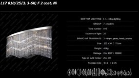 Lustra aplicata moderna cristal Bohemia, L-200cm L17 010/25/3, 3-SK, F 2 coat