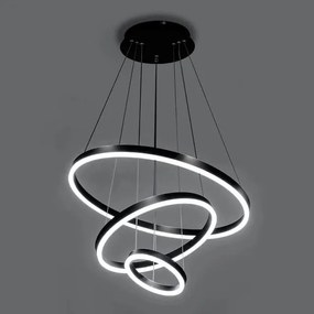 Lustra LED Cu Telecomanda, 3 cercuri Negru