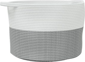 vidaXL Coș de rufe, gri și alb, Ø55x36 cm, bumbac