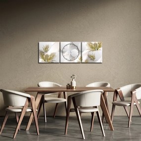 Tablou - 3D cercuri cu flori (cu ceas) (90x30 cm)