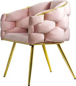 Scaun living roz din catifea cu aspect modern BUC 251