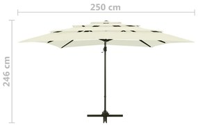 Umbrela de soare 4 niveluri, stalp aluminiu, nisipiu 250x250 cm Nisip