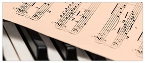 Tablou cu pian și notele muzicale (120x50 cm)