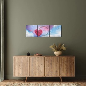 Tablou - Copac de inimă roz (cu ceas) (90x30 cm)