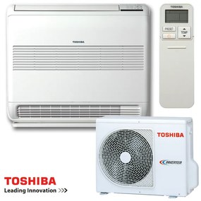 Aparat de aer conditionat inverter pentru podea Toshiba Bi-flow RAS-B13J2FVG-E1 + RAS-13J2AVSG-E, 13000 BTU, 26 m², A++, R-32, Alb