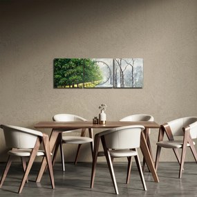 Tablou - Iarna versus vara (cu ceas) (90x30 cm)