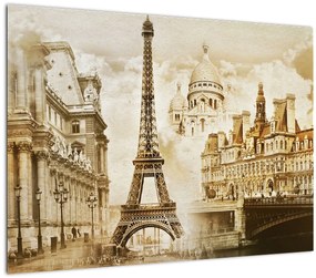 Tablou pe sticlă - Monumente din Paris (70x50 cm)