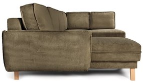 Colțar verde extensibil cu tapițerie din catifea reiată (cu colț pe partea dreaptă/în formă de "U") Tori – Bonami Selection