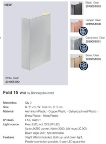 Aplica LED exterior cu iluminat up/down IP54 Fold 15 cupru 2019051030 NL