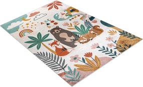 BAMBINO 61410 covor lavabil Animale, stele, nori pentru copii anti-alunecare - cremă / verde
