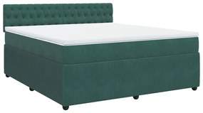 3287815 vidaXL Pat box spring cu saltea, verde închis, 180x200 cm, catifea