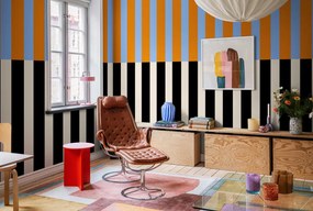 Tapet Stripped, Orange &amp; Blue, Rebel Walls