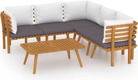vidaXL Set mobilier de grădină cu perne, 6 piese, lemn masiv acacia