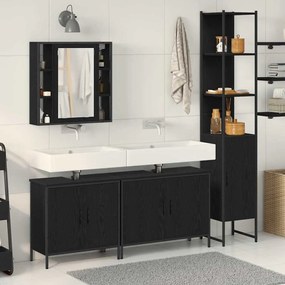 vidaXL Set de mobilă pentru baie 4 piese Negru Stejar Lemn prelucrat