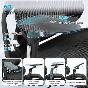 VIGOCHAIR ULTRA PRO Scaun ergonomic, spatar reglare verticala, suport lombar cu masaj si incalzire, sezut translatie, cotiere 6D, suport picioare, Full Mesh, Negru