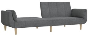 Canapea extensibila 2 loc.,taburet2 perne,textil,gri deschis Gri deschis, Cu scaunel pentru picioare