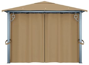 Pavilion cu perdele, gri taupe, 400 x 300 cm, aluminiu Gri taupe, 400 x 300 cm