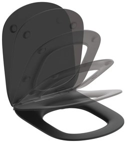 Capac WC ultra plat, softClose, negru Negru mat