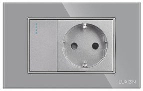 Intrerupator Simplu Cap Scara + Priza cu Rama din Sticla LUXION, Standard Italian, 3M
