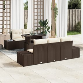 vidaXL Set de canapele pentru grădină cu pernă 6 pcs maro și crem