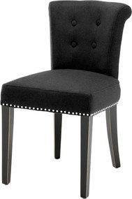 Scaun elegant negru, tesatura casmir si picioare din lemn, Key Largo 105081 HZ