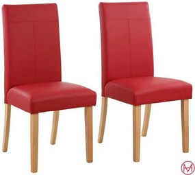 Set 4 scaune Rubin rosii din piele ecologica 47/59/101 cm