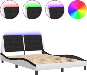 vidaXL Cadru de pat cu LED fără saltea, Zadar, alb/negru, 140x190 cm