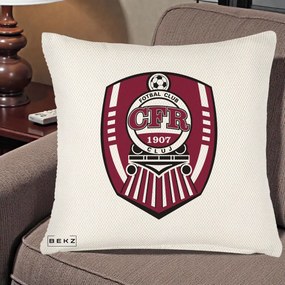 Perna Personalizata CFR Cluj Fotbal Club 1907, 40x40 cm, Crem Reliefat, Husa Detasabila, Perna Inclusa, BEKZ®