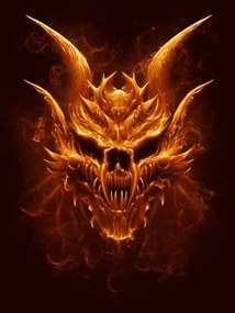 Ilustrație Demon fire skull digital painting, Refluo